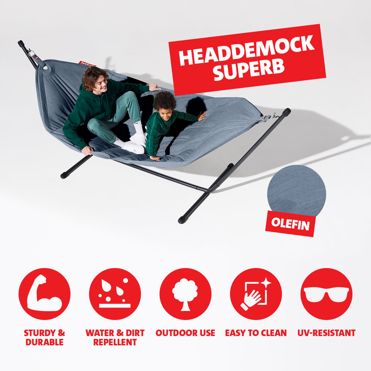 Fatboy Hammock Swing and Stand with Pillow - Storm Blue