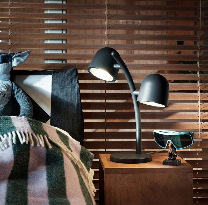 Fatboy Little Lebow Lamp serving ambient illumination on a bedside table.